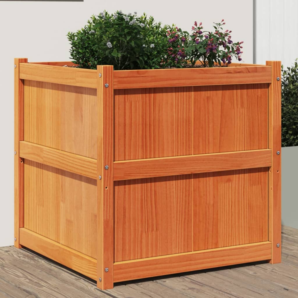 VidaXL Planning box 70x70x70 cm Solid pine wash brown