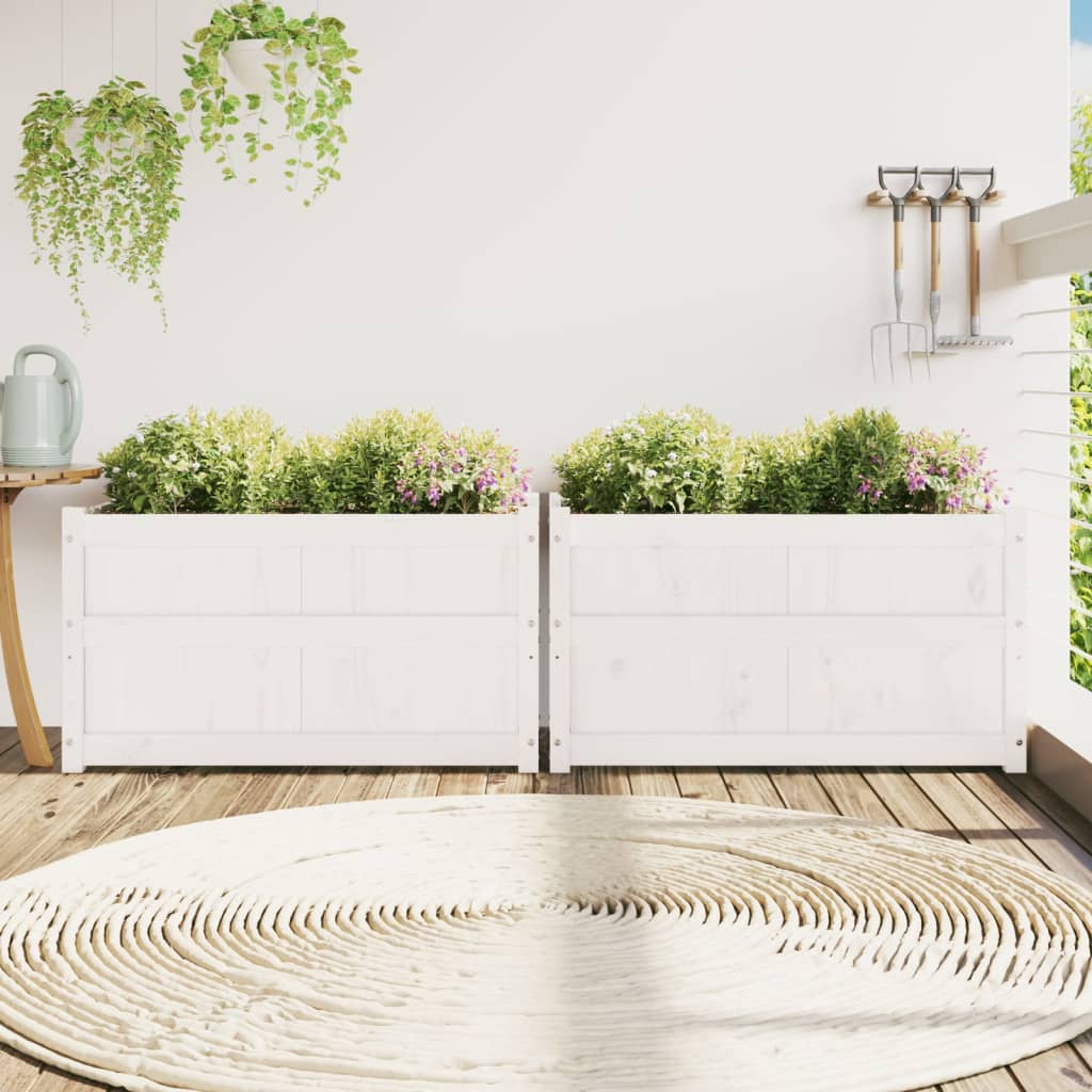 Vidaxl Planters 2 pc cm Solid pine white