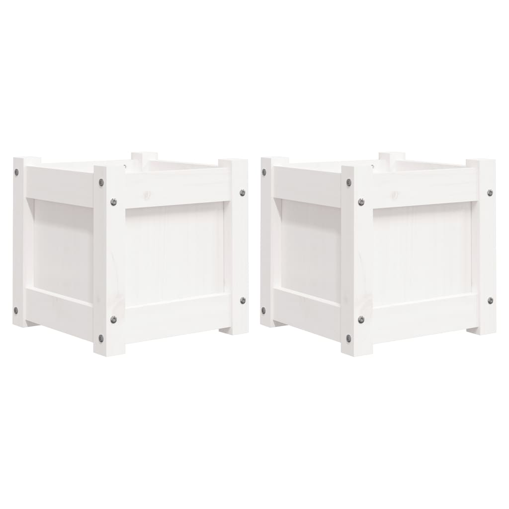 Vidaxl Plantadores 2 pc CM Pine Solid Pine White