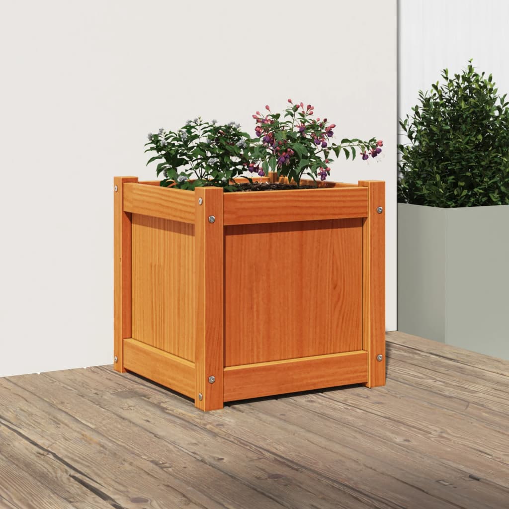 VidaXL Planning box 40x40x40 cm Solid pine wash brown