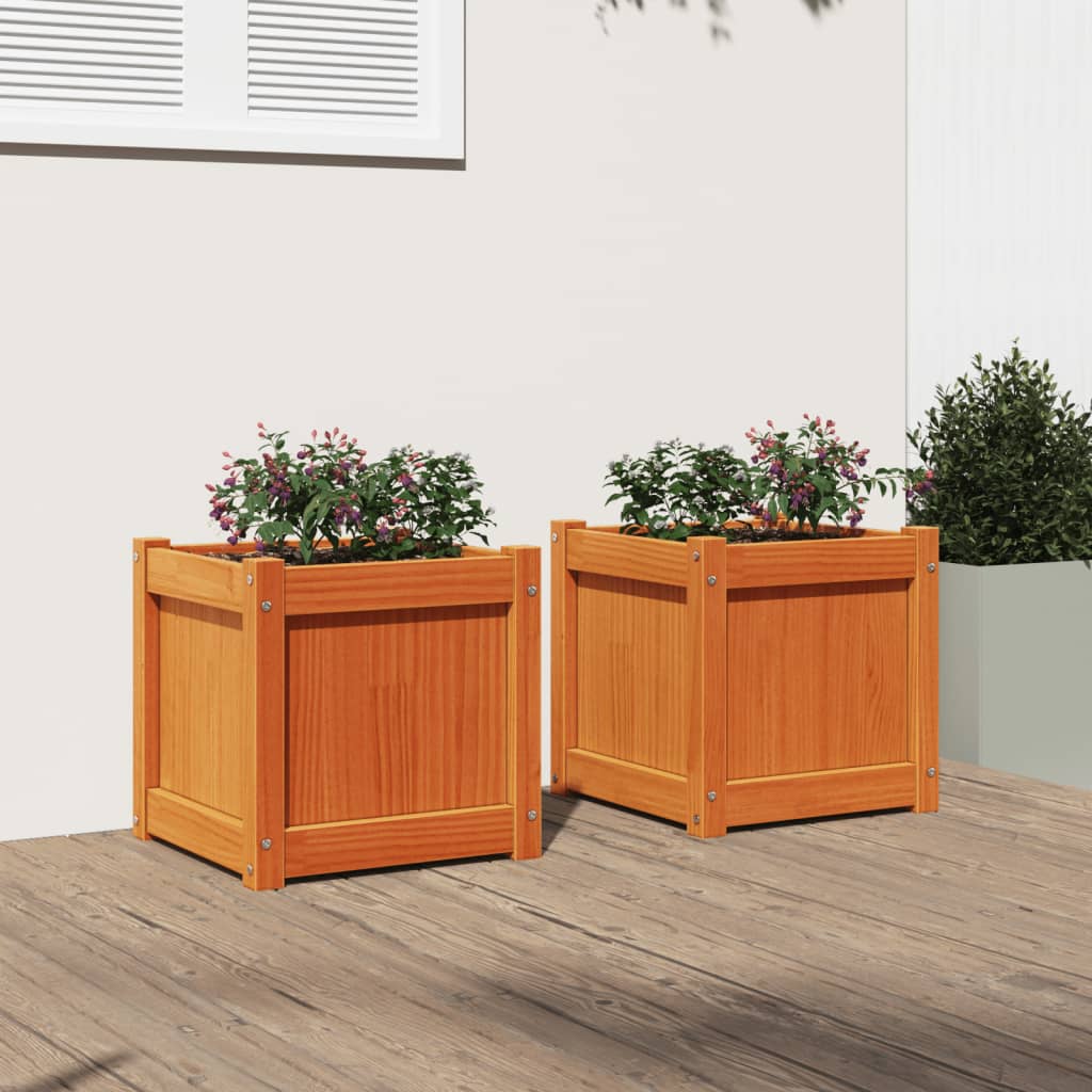 Vidaxl Plantadores 2 PC CM Pino Solid Pine Brown