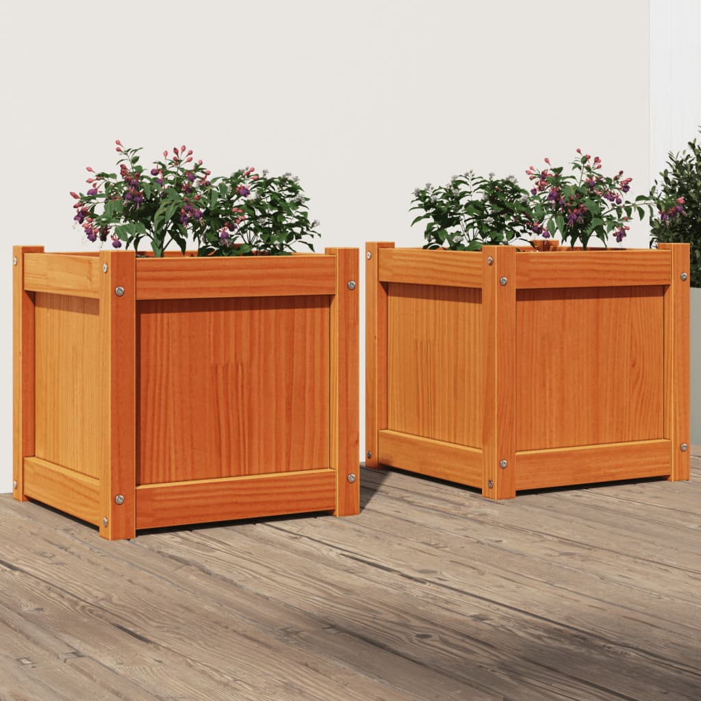 Vidaxl Plantadores 2 PC CM Pino Solid Pine Brown