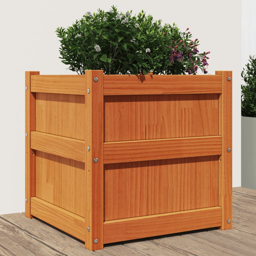 VidaXL Planter 50x50x50 cm Solid pine wash brown