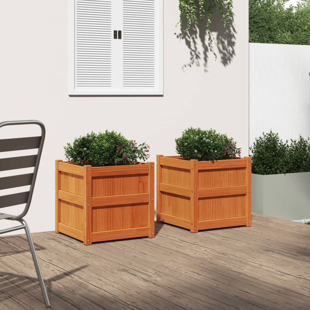 Vidaxl Planters 2 pc cm Solid pine wash brown