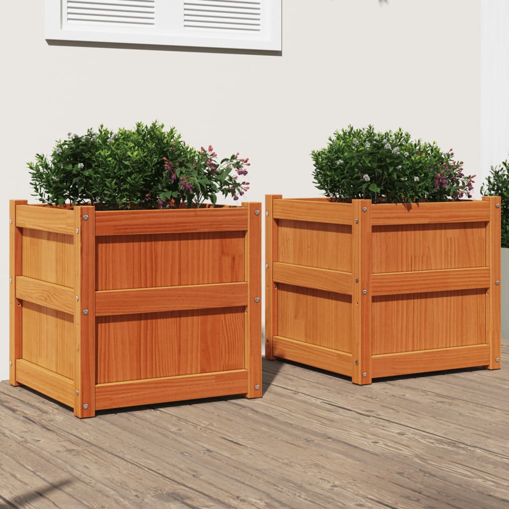 Vidaxl Planters 2 pc cm Solid pine wash brown