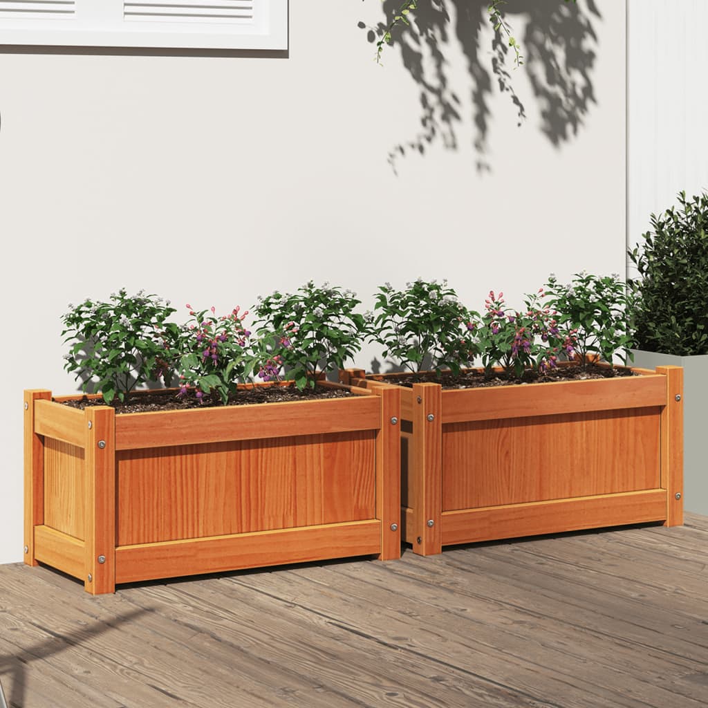 Vidaxl Planters 2 pc cm Solid pine wash brown