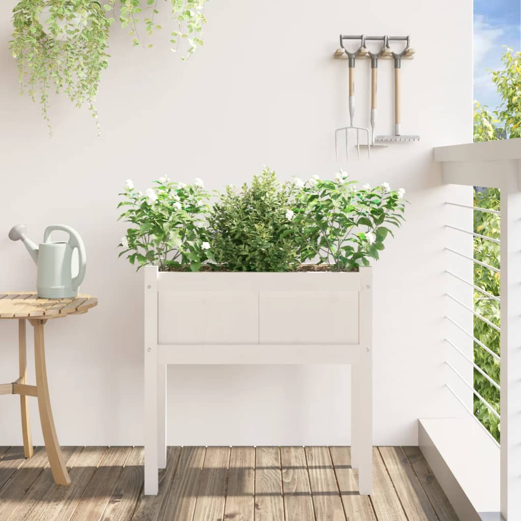 VIDAXL Planlægningsboks med ben 70x31x70 cm Solid Pine White