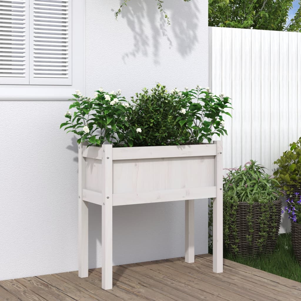 VIDAXL Planlægningsboks med ben 70x31x70 cm Solid Pine White