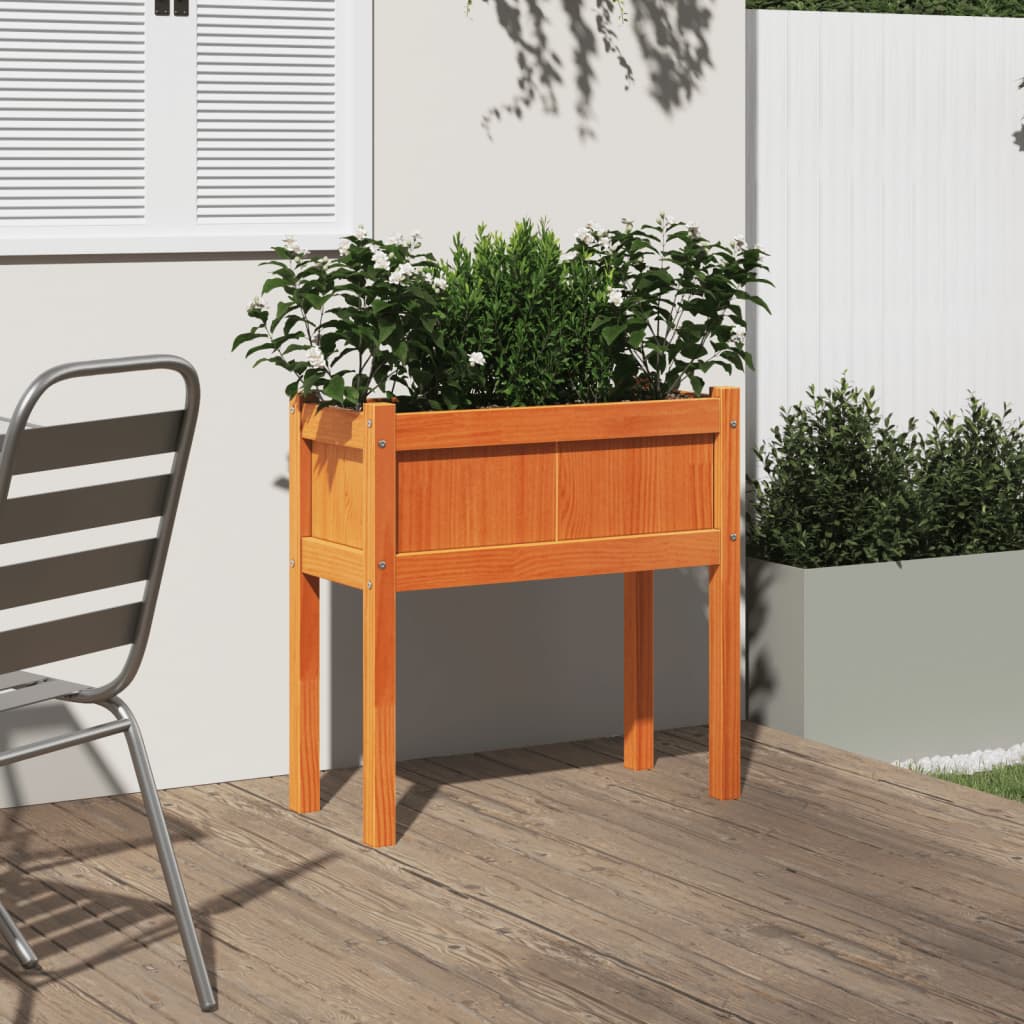 VidaXL Planter with legs 70x31x70 cm Pine wood wash brown