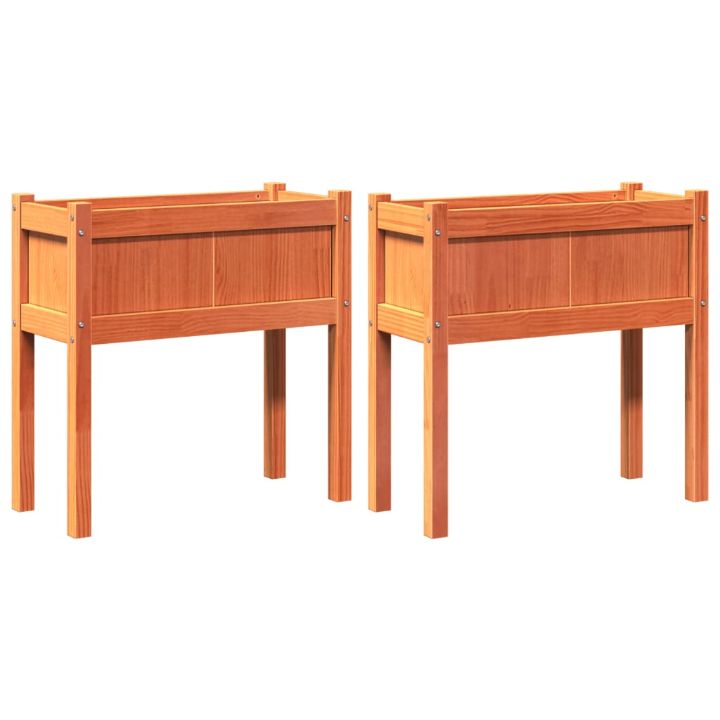 Vidaxl Planters With Paws 2 pcs Cm Solid Pine Washing Brown