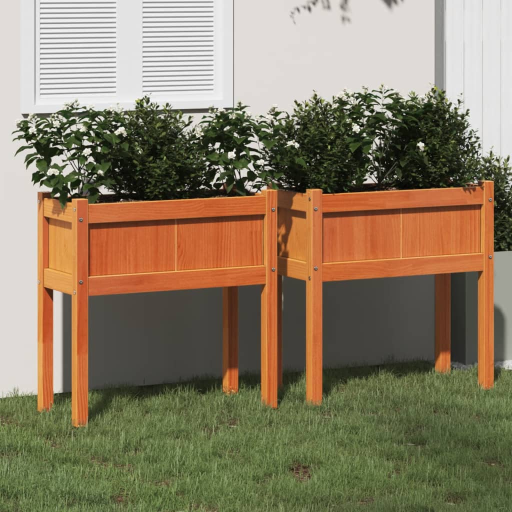 Vidaxl Planters With Paws 2 pcs Cm Solid Pine Washing Brown
