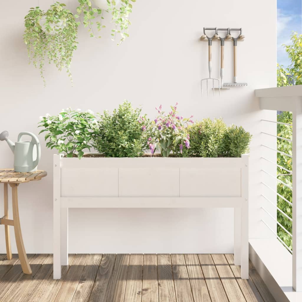 VidaXL Planters with legs 110x31x70 cm Solid pine white