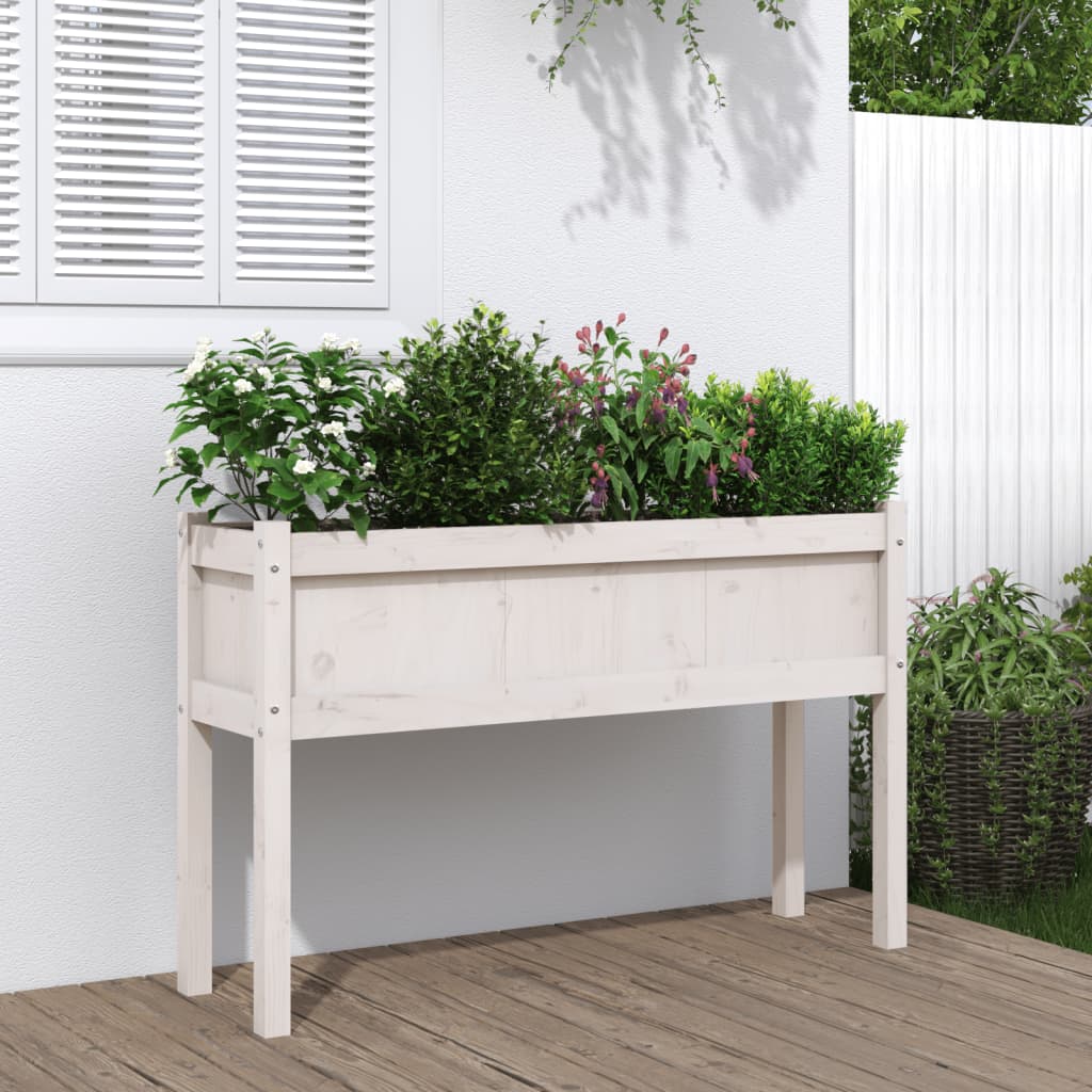VidaXL Planters with legs 110x31x70 cm Solid pine white