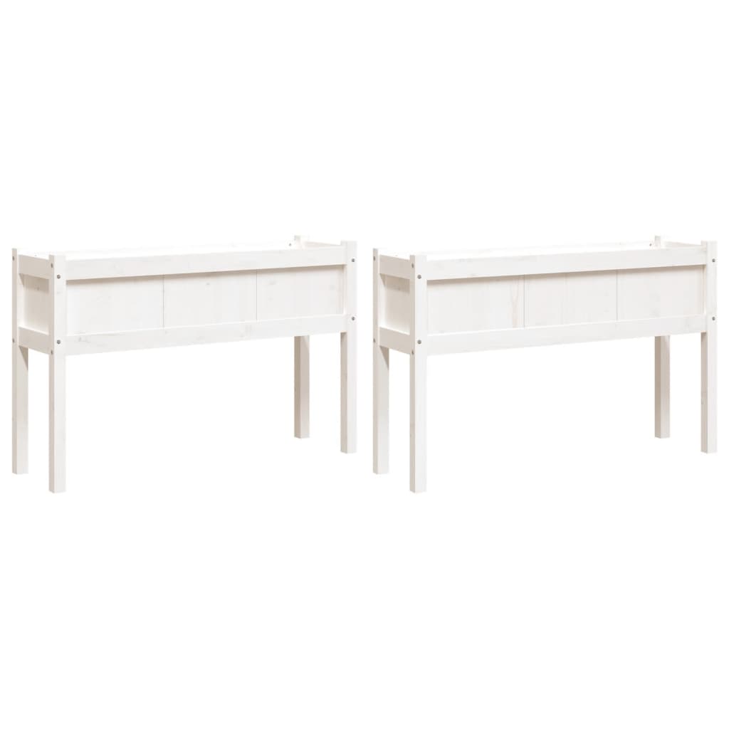 VidaXL Planters With Poots 2 pcs Solid Pine Wit White