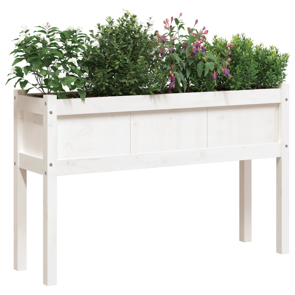 VidaXL Planters With Poots 2 pcs Solid Pine Wit White