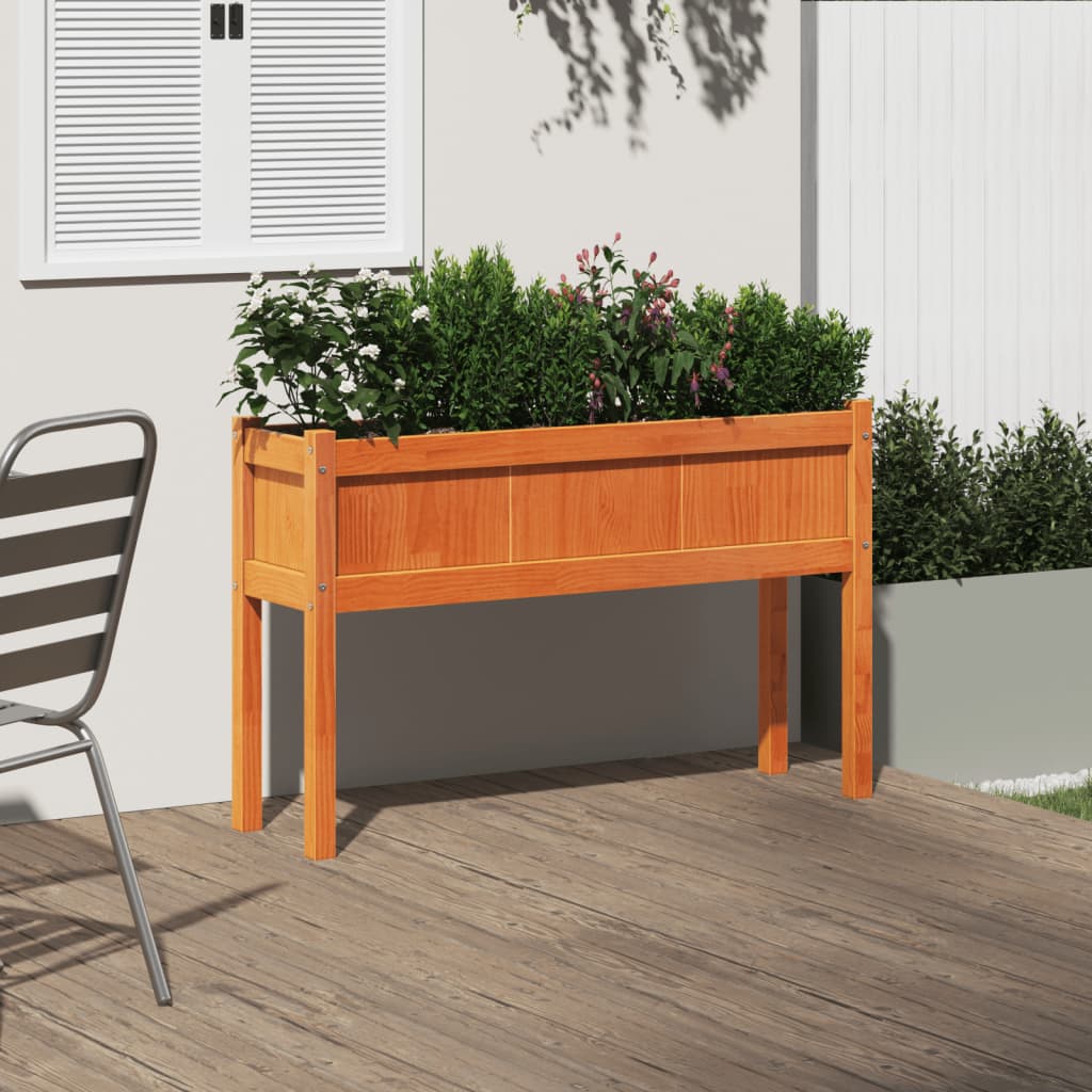 VidaXL Planter with legs 110x31x70 cm Pine wood wash brown