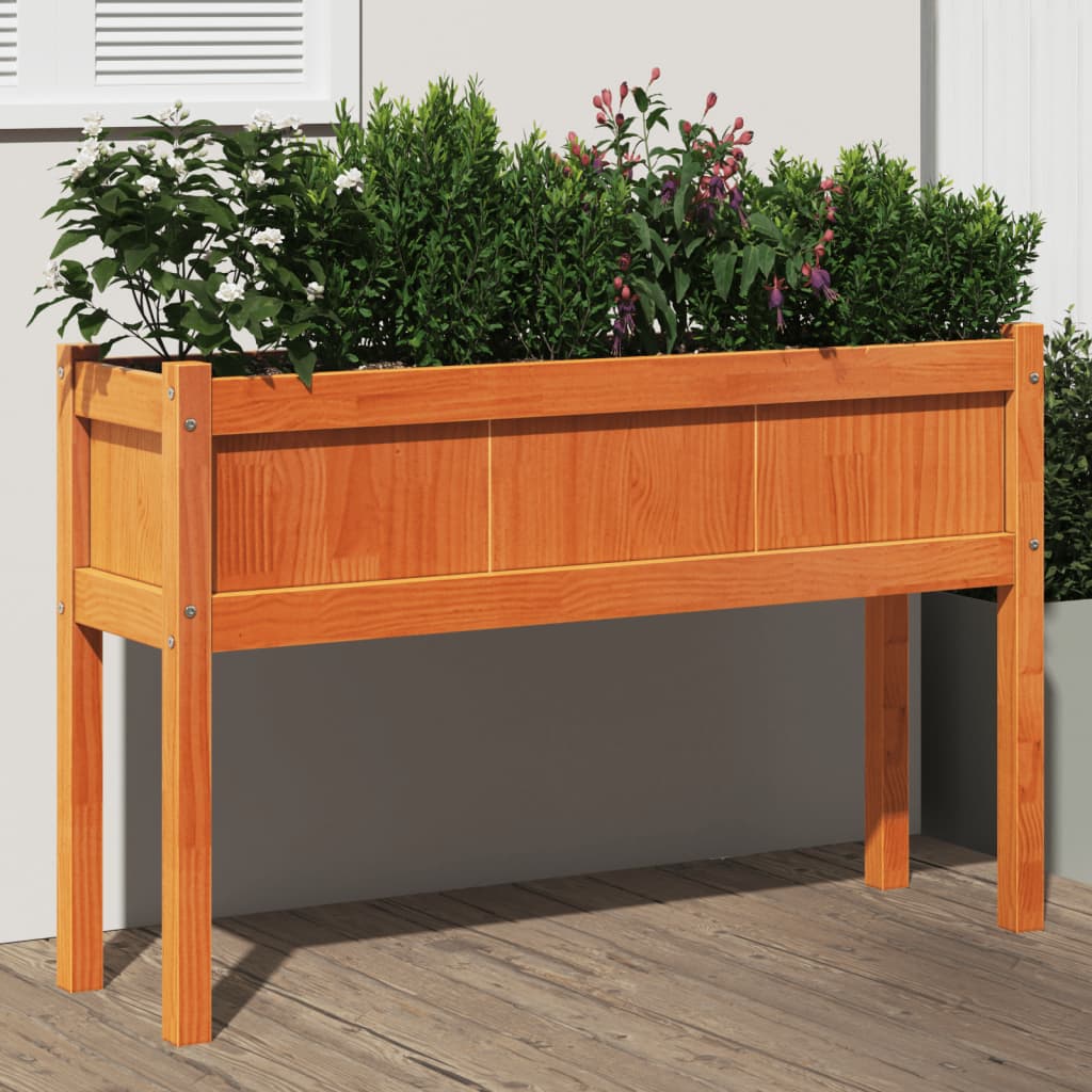 VidaXL Planter with legs 110x31x70 cm Pine wood wash brown