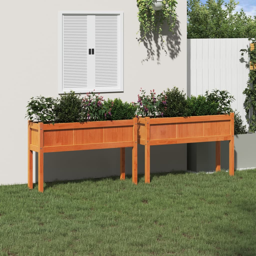 Vidaxl Planters With Paws 2 pcs Cm Solid Pine Washing Brown