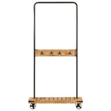 Vidaxl -Kleidung Rack mit Rädern 90x35x190 cm Festes Mangoholz und Eisen