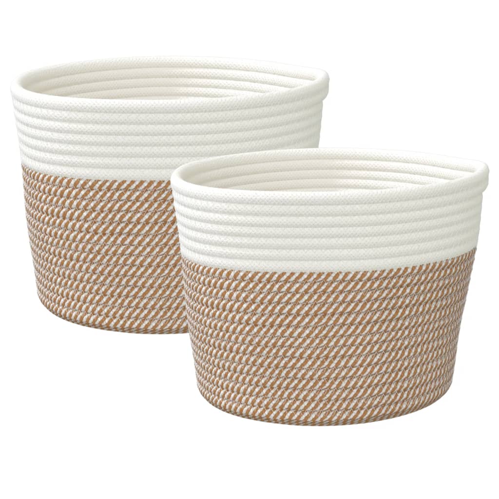 Vidaxl Späichere Kuerf 2 STS Ø 24x18 cm Kottengbrong a Wäiss