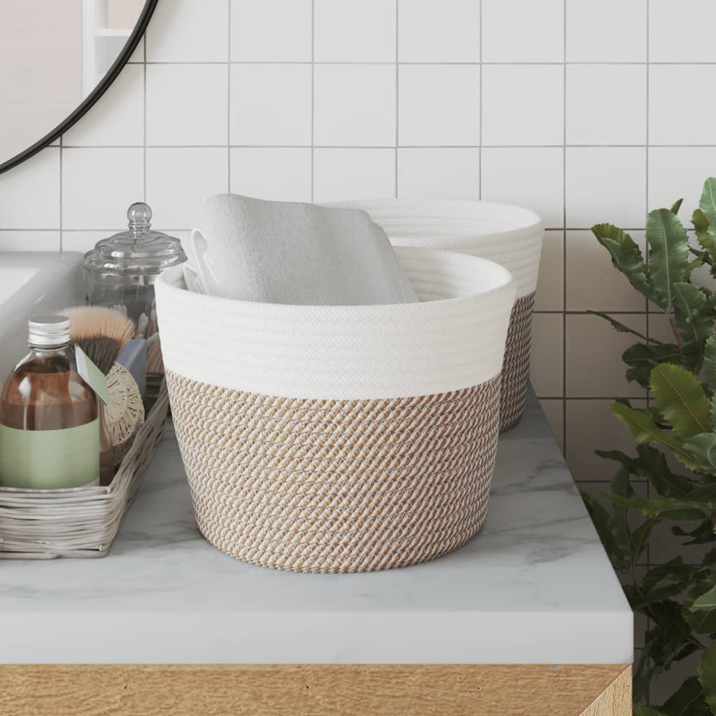 Vidaxl Späichere Kuerf 2 STS Ø 24x18 cm Kottengbrong a Wäiss