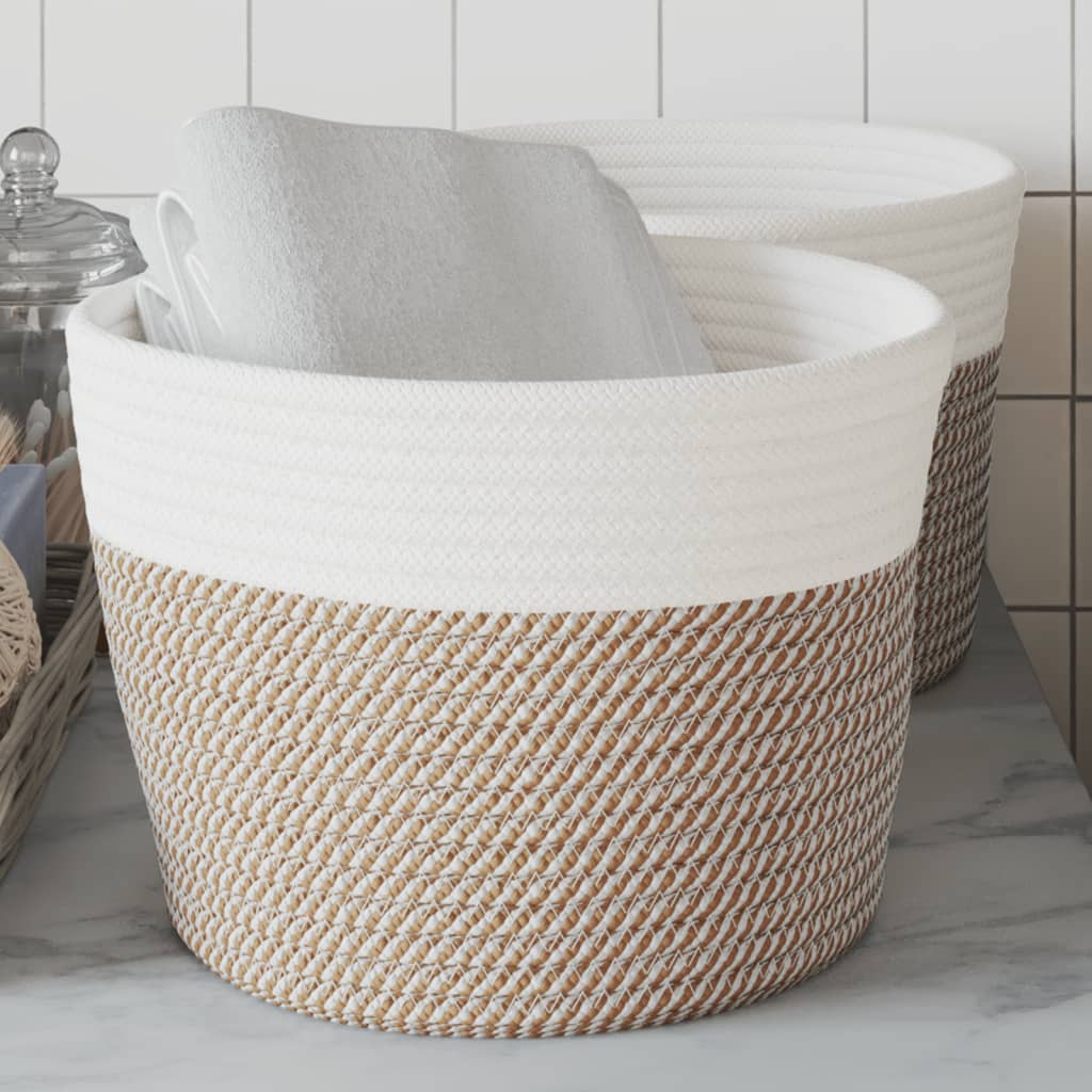 Vidaxl Späichere Kuerf 2 STS Ø 24x18 cm Kottengbrong a Wäiss