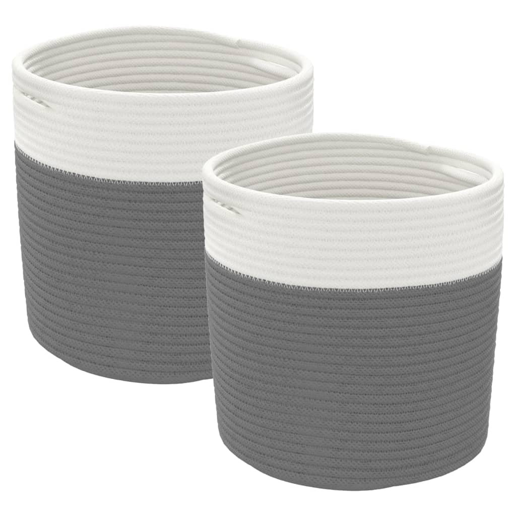 Vidaxl Storage baskets 2 sts Ø 28x28 cm cotton gray and white