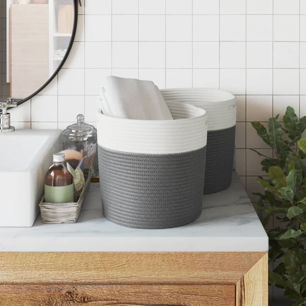Vidaxl Storage baskets 2 sts Ø 28x28 cm cotton gray and white