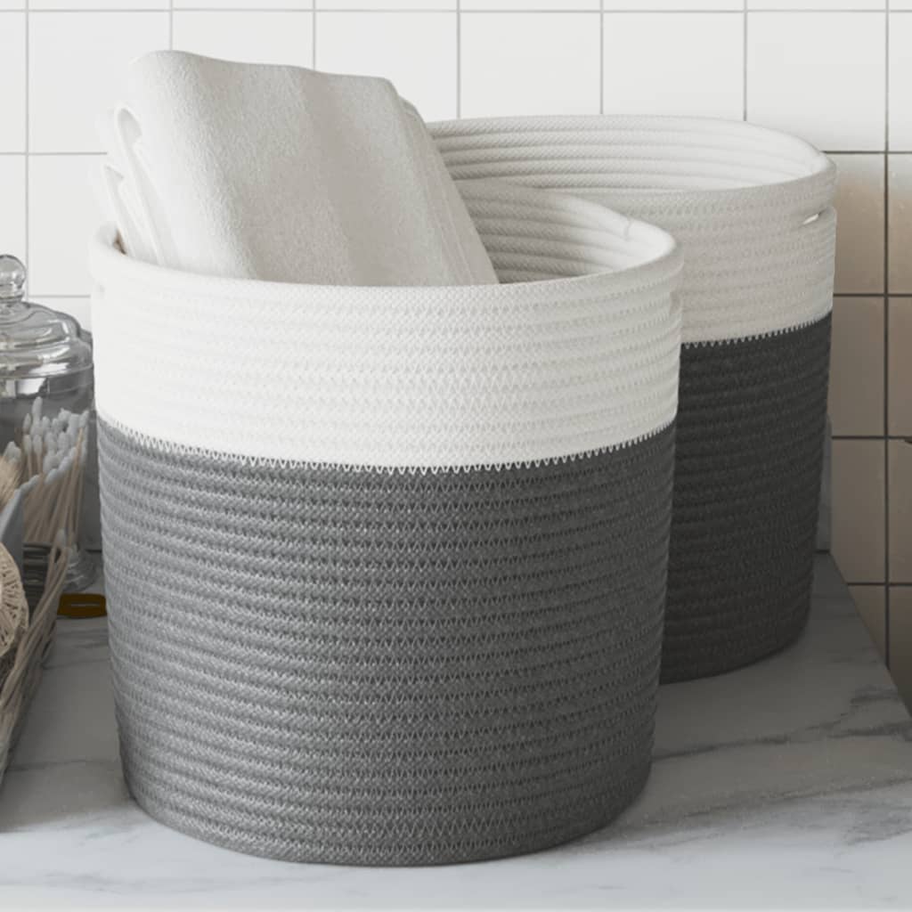 Vidaxl Storage baskets 2 sts Ø 28x28 cm cotton gray and white