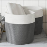 Vidaxl Storage baskets 2 sts Ø 28x28 cm cotton gray and white