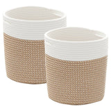 Cesti di stoccaggio Vidaxl 2 STS Ø 28x28 cm di cotone marrone e bianco