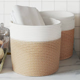 Cesti di stoccaggio Vidaxl 2 STS Ø 28x28 cm di cotone marrone e bianco