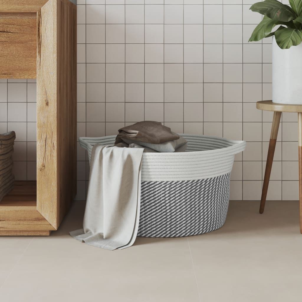 Vidaxl -Speicherkorb Ø 40x25 cm Baumwollgrau und Weiß