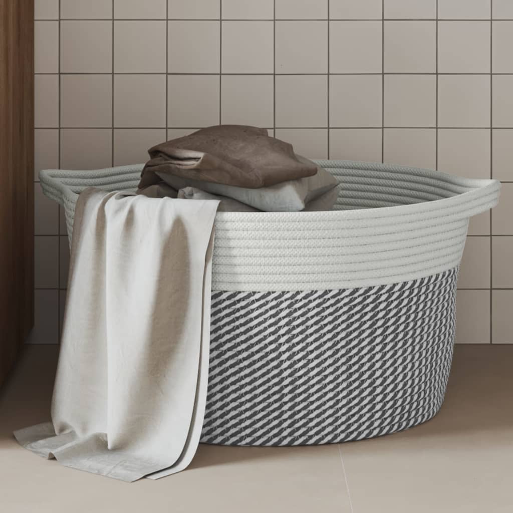 Vidaxl -Speicherkorb Ø 40x25 cm Baumwollgrau und Weiß