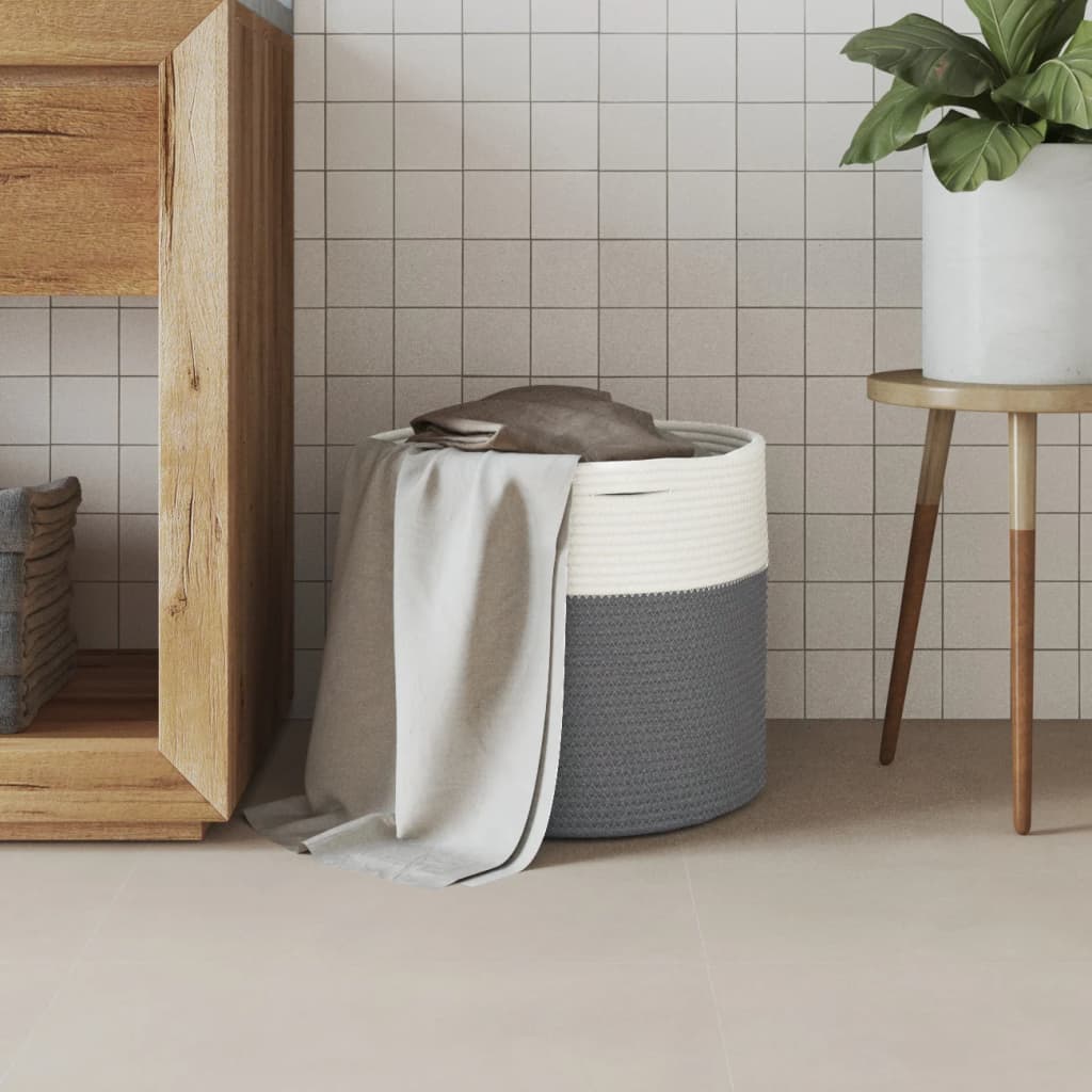 Vidaxl Storage basket Ø 40x35 cm cotton gray and white