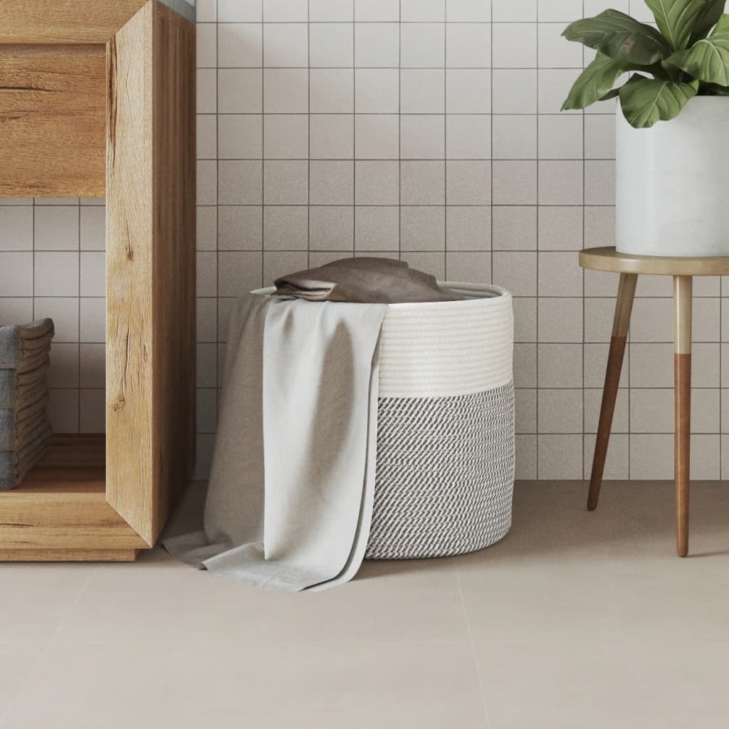 Vidaxl Storage basket Ø 40x35 cm cotton gray and white