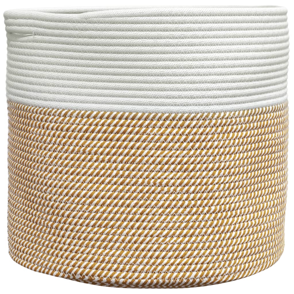 Vidaxl Cesto di stoccaggio Ø 40x35 cm di cotone marrone e bianco