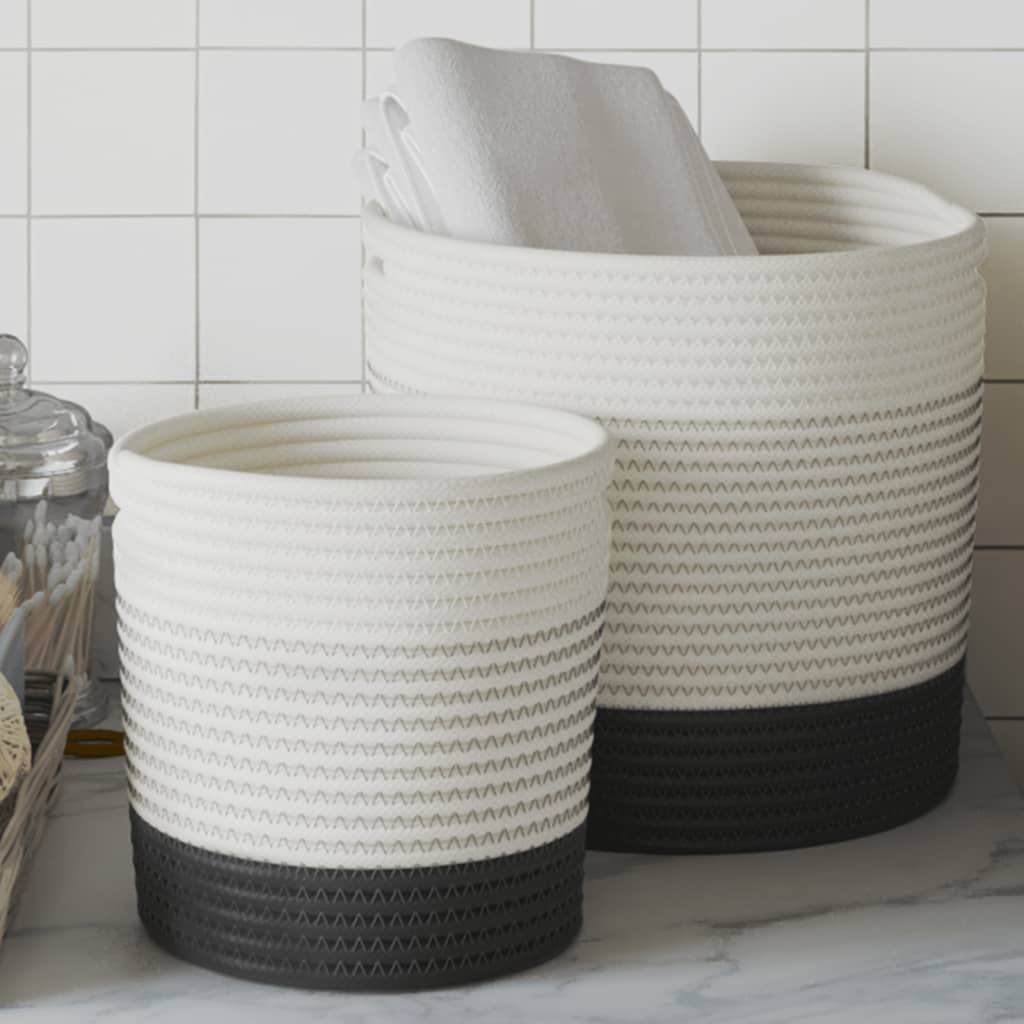 Vidaxl Storage baskets 2 st cotton white and black