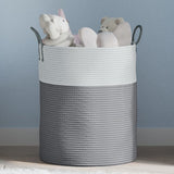 Vidaxl Späichere Basket Ø 38x46 cm Koteng grous a wäiss