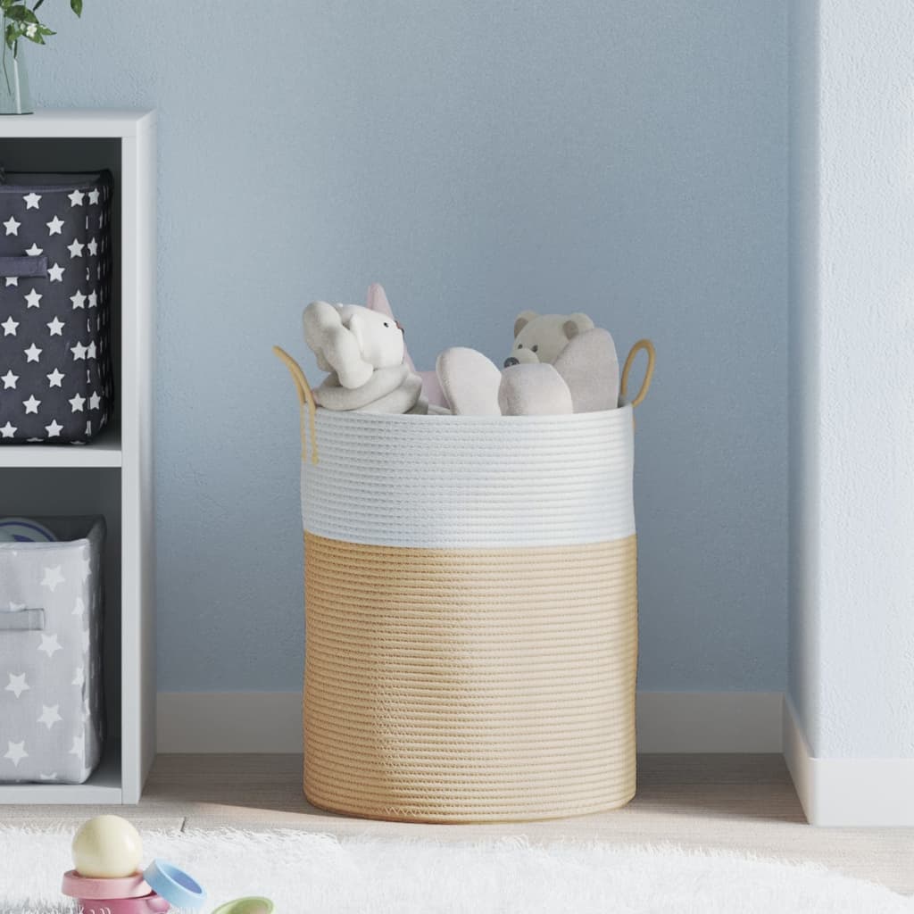 Vidaxl Storage basket Ø 38x46 cm Cotton Beige and White