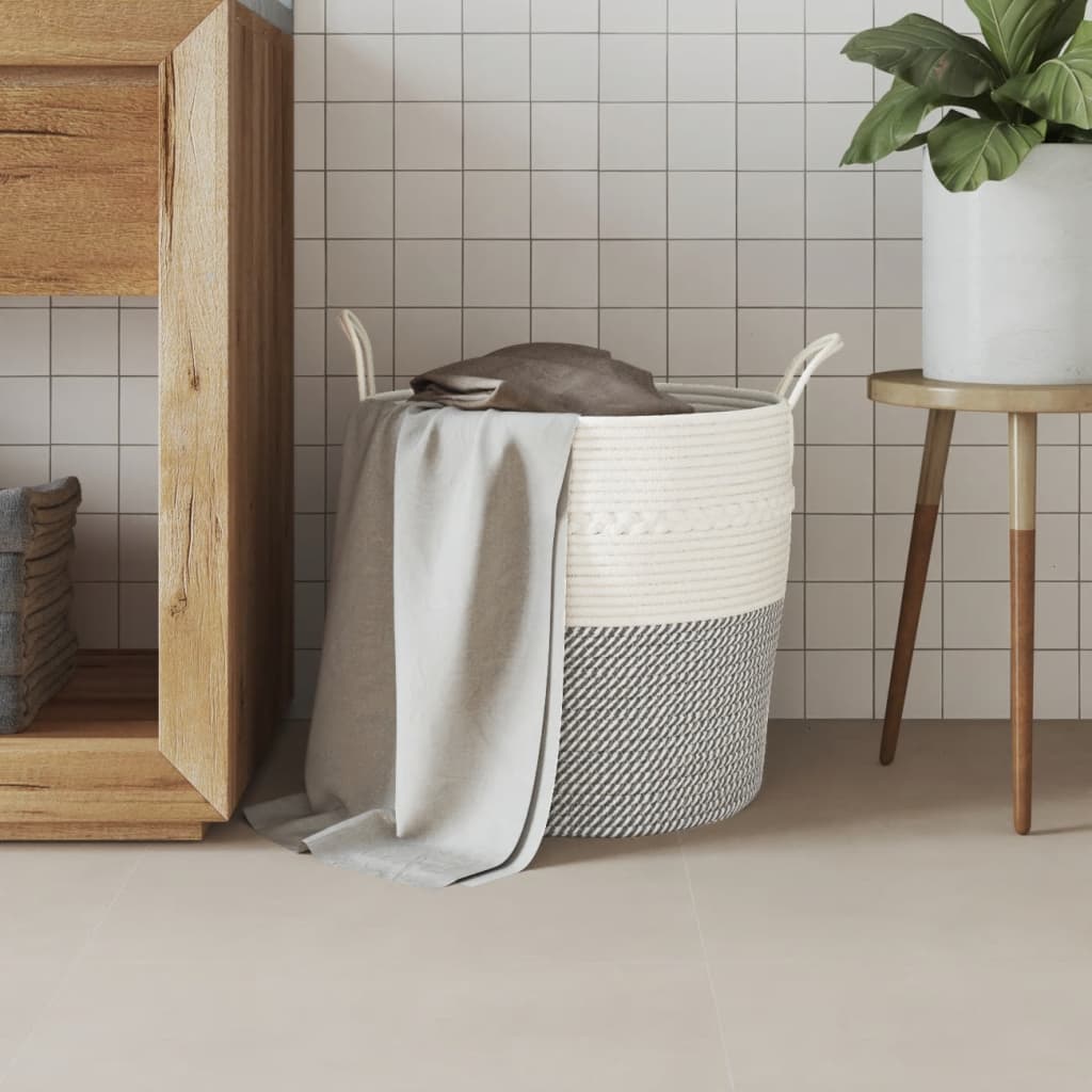 Vidaxl Storage basket Ø 43x38 cm cotton gray and white