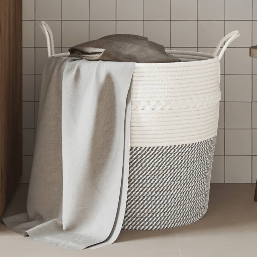 Vidaxl Storage basket Ø 43x38 cm cotton gray and white
