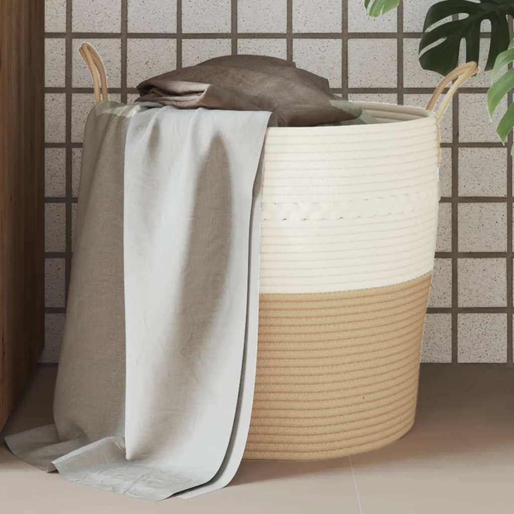 Vidaxl Storage basket Ø 43x38 cm cotton beige and white