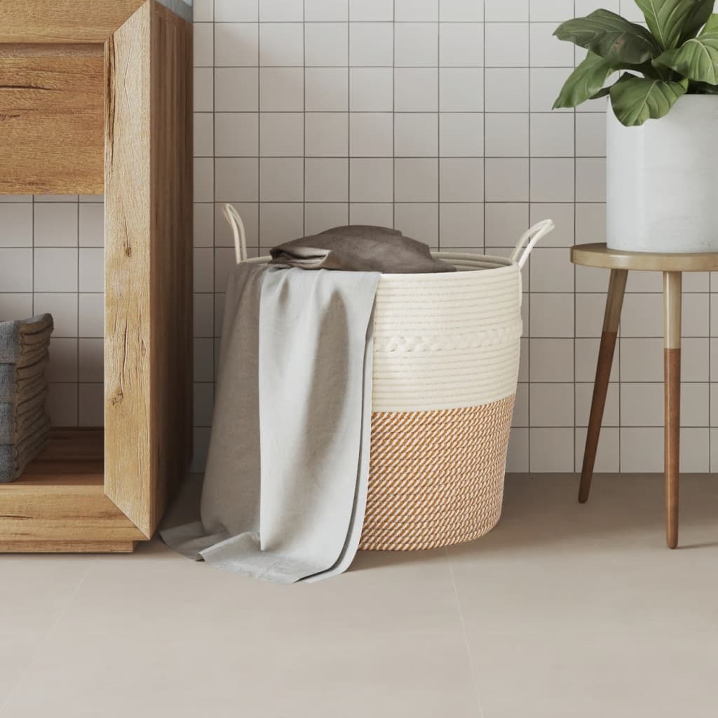 Vidaxl opbevaringskurv Ø 43x38 cm bomuldsbrun og hvid