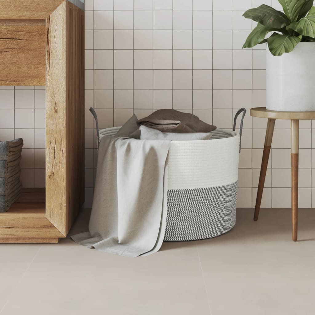Vidaxl Storage basket Ø 51x33 cm cotton gray and white