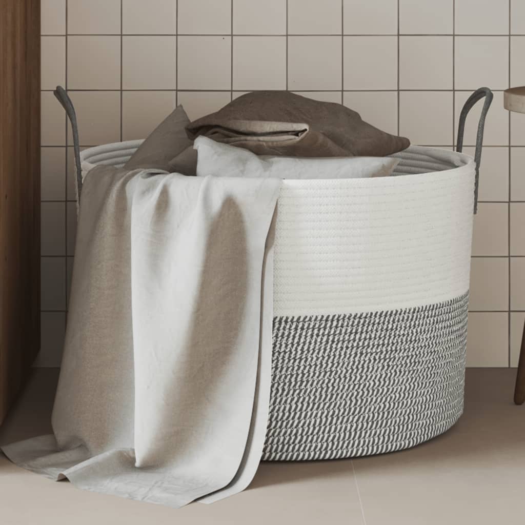 Vidaxl Storage basket Ø 51x33 cm cotton gray and white