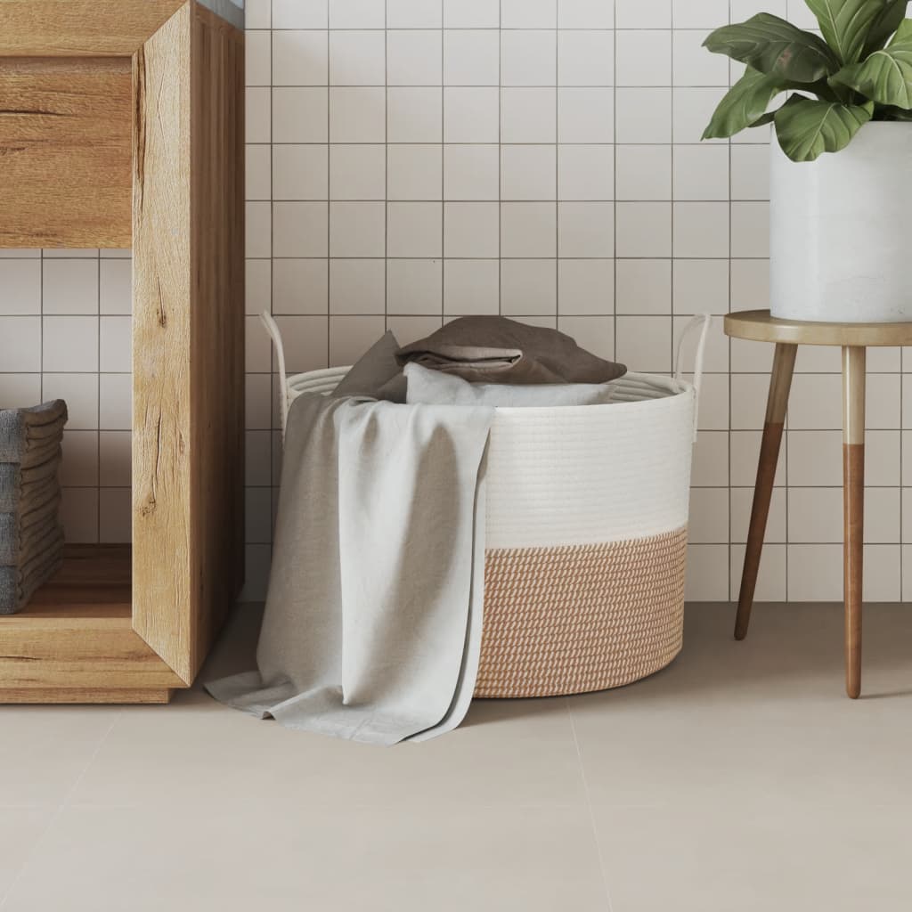 Vidaxl opbevaringskurv Ø 51x33 cm bomuldsbrun og hvid