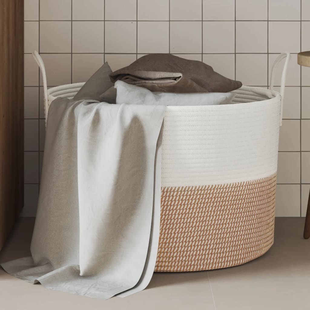 Vidaxl opbevaringskurv Ø 51x33 cm bomuldsbrun og hvid