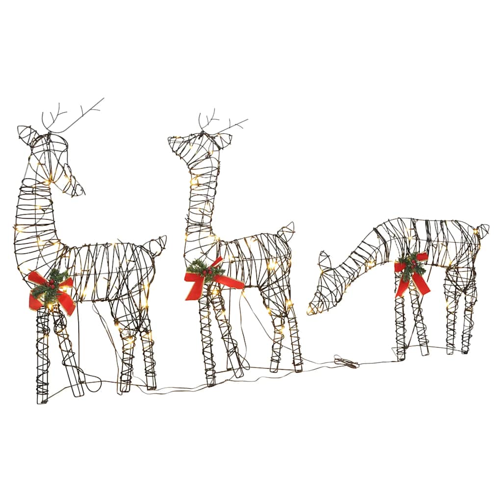 Vidaxl Christmas Decorations Reindeer Family 90 LEDS RATTAN VARM HVID