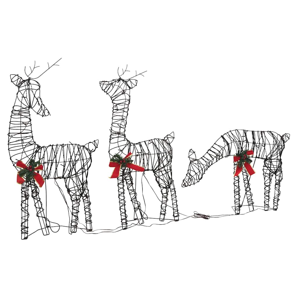 Vidaxl Christmas Decorations Reindeer Family 90 LEDS RATTAN VARM HVID